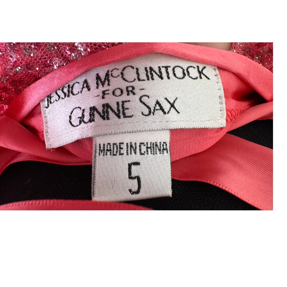Vintage Y2K Jessica McClintock for Gunne Sax Pink Glitter Corset Prom Maxi Dress - Picture 11 of 11